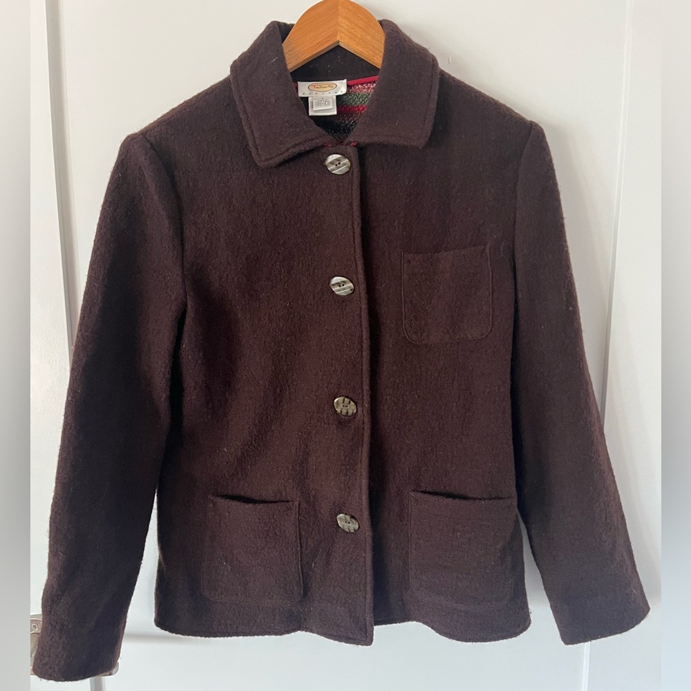 Talbots Dark Brown Wool Utility Jacket - image 1